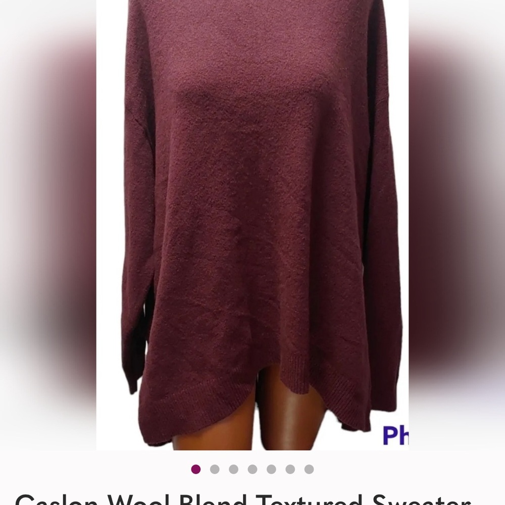 Caslon Wool Blend Textured Sweater Zipper in Back, Burgundy color. Plus 3X NWT
